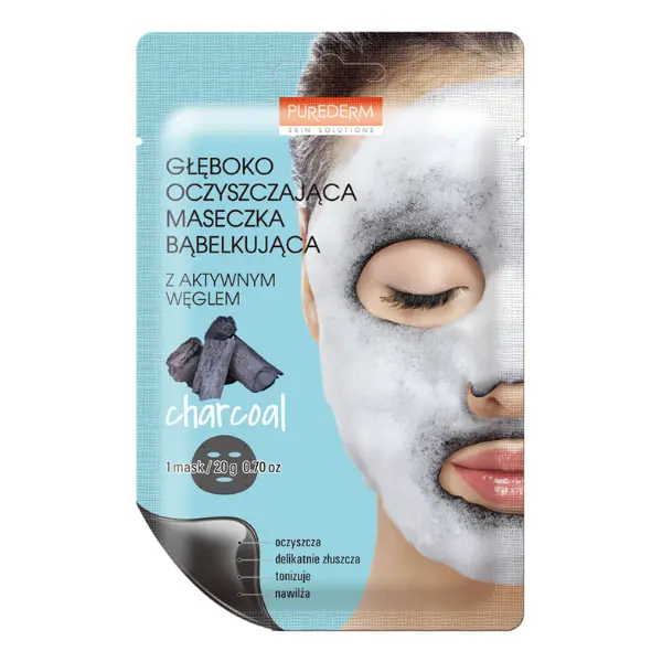 AnyConv.com__PUREDERM Głęboko oczyszczająca maska w płachcie BĄBELKUJĄCA z aktywnym węglem 20g.webp