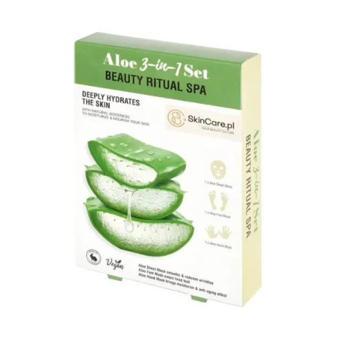 AnyConv.com__Zestaw masek w płacie SKINCARE Aloe 3-in-1 set beauty ritual spa twarz stopy dłonie.webp