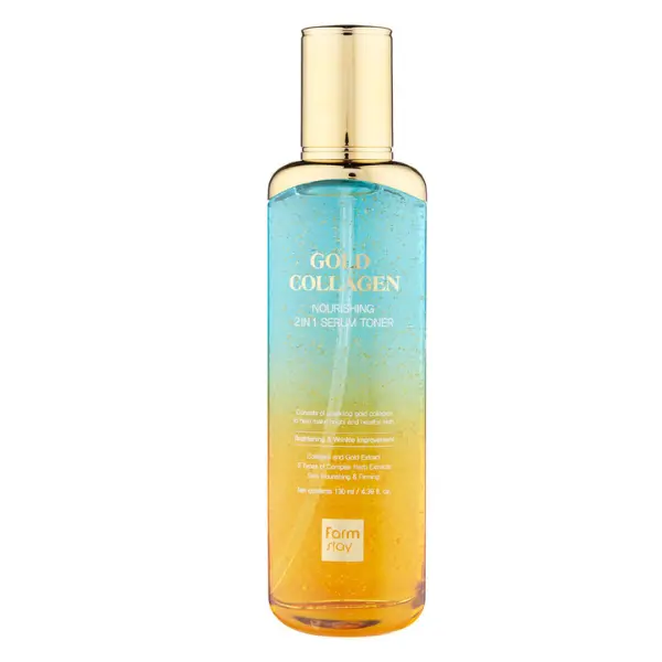 Serum tonizujące FARMSTAY Gold Collagen Nourishing  2in1 Serum Toner  z kolagenem i złotem 130ml