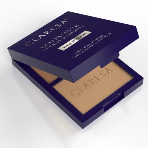 CLARESA DUO PALETTE CREAMY & PRESSED - BRONZER Kremowo-pudrowa paleta do konturowania - bronzer 8,5g