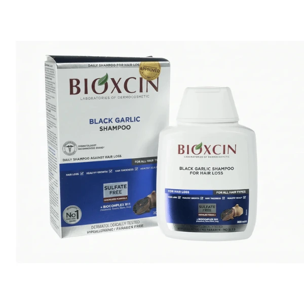 szampon przeciw wypadaniu włosów BIOXCIN BLACK GARLIC SHAMPOO  300ml.webp