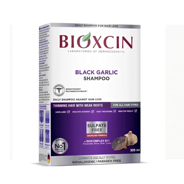 BIOXCIN BLACK GARLIC SHAMPOO szampon przeciw wypadaniu włosów 300ml.webp