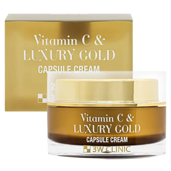 3W Clinic 3D Vitamin C & Luxury Gold Capsule Cream koreański krem do twarzy z witaminą C i złotem 55g