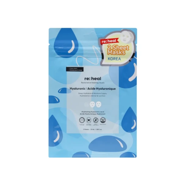 re:heal 2-sheet face mask (Hyaluronic) maski w płacie do twarzy z kwasem hialuronowym 2x35ml
