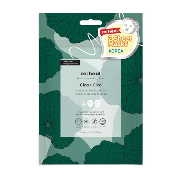 re:heal 2-sheet face mask (Cica) maski w płacie do twarzy z wąkrotką azjatycką 2x35ml
