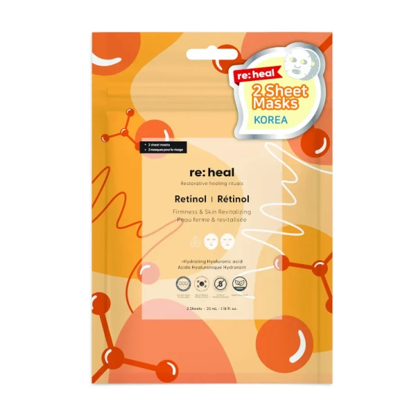 re:heal 2-sheet face mask (Retinol) maski w płacie do twarzy z retinolem 2x35ml
