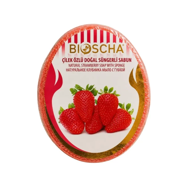 Bioscha Gąbka z Naturalnym Mydłem Truskawkowe 135g