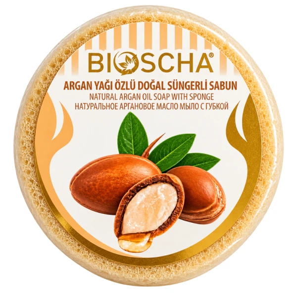 Bioscha Gąbka z Naturalnym Mydłem z Olejkiem Arganowym 135g