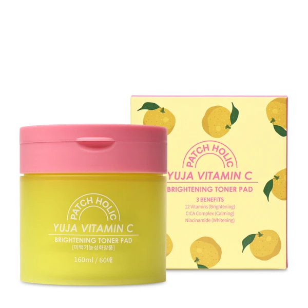 Patch Holic Yuja Vitamin C Brightening Toner Pad rozświetlające płatki tonizujące z yują i witaminą C 60szt