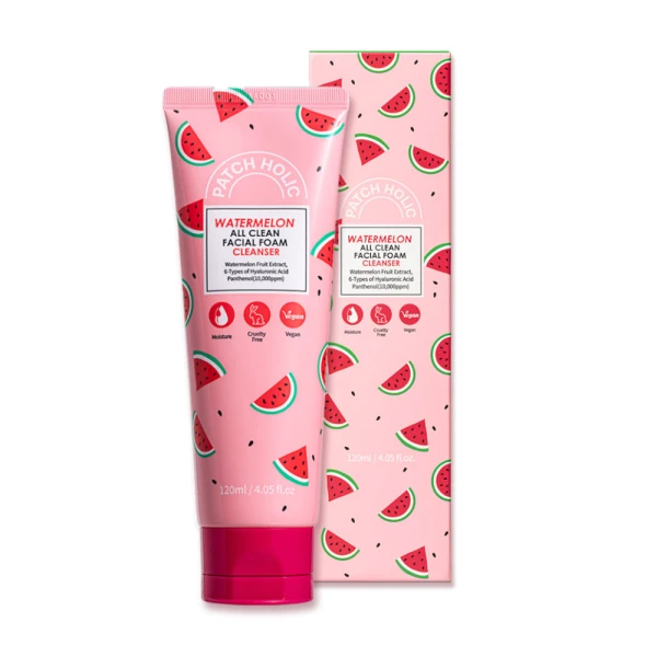 Patch Holic Watermelon All Clean Facial Foam Cleanser oczyszczająca pianka do mycia twarzy z arbuzem 120ml