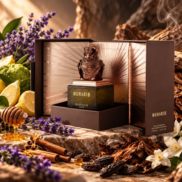 Maison Asrar Muharib woda perfumowana unisex 100ml opakowanie