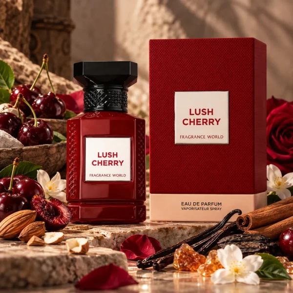 Fragrance World Lush Cherry woda perfumowana dla kobiet 80ml opakowanie