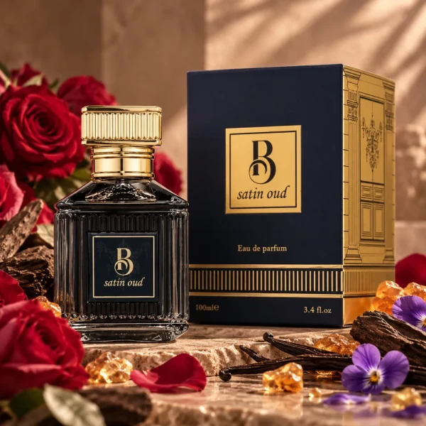 opakowanie Fragrance World B Satin Oud woda perfumowana unisex 100ml