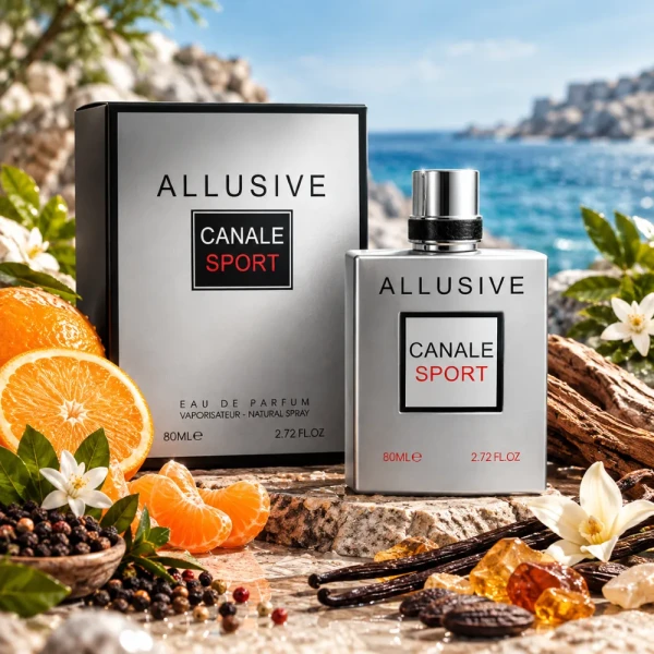 opakowanie Fragrance World Allusive Canale Sport woda perfumowana dla mężczyzn 80ml