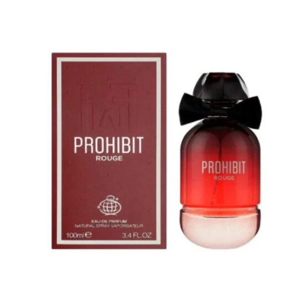 opakowanie Fragrance World Prohibit Rouge woda perfumowana dla kobiet 100ml