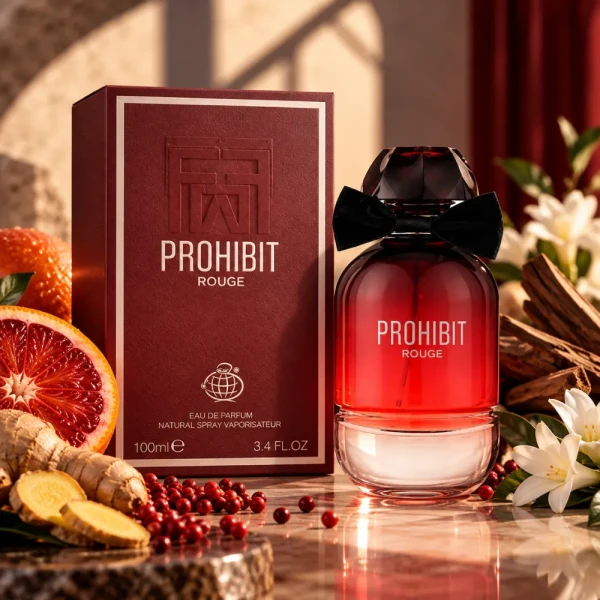 Fragrance World Prohibit Rouge woda perfumowana dla kobiet 100ml opakowanie