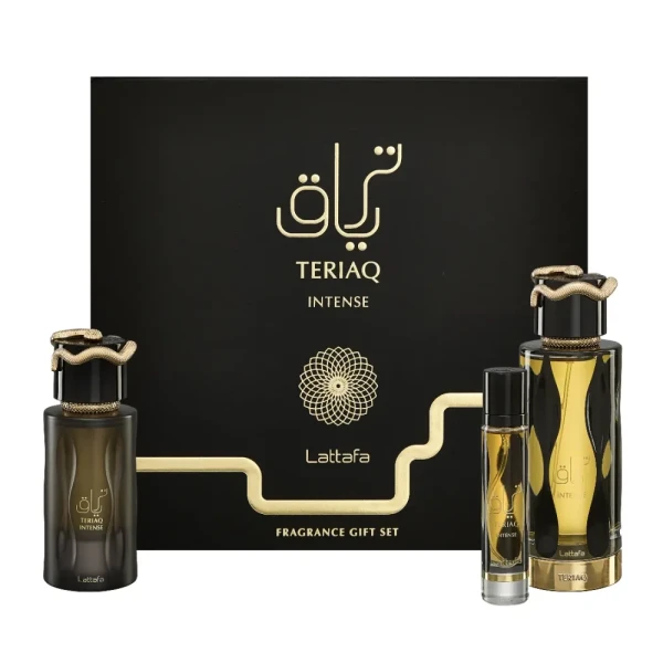 Lattafa Teriaq Intense Fragrance Gift Set zestaw prezentowy unisex opakowanie
