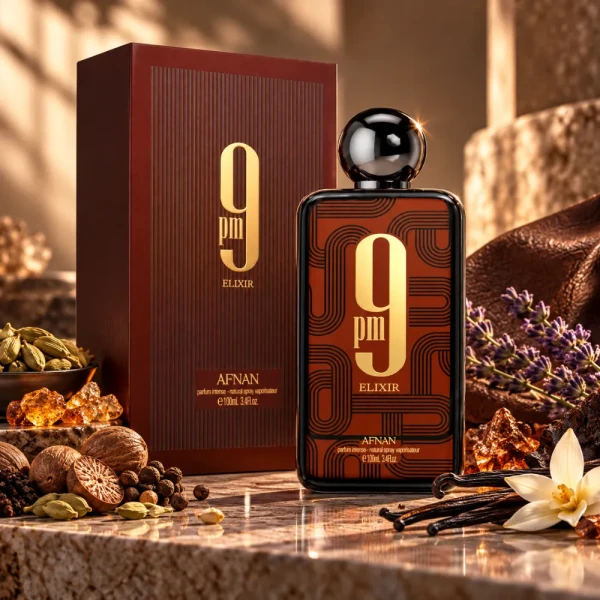 Afnan 9PM Elixir ekstrakt perfum dla mężczyzn 100ml opakowanie